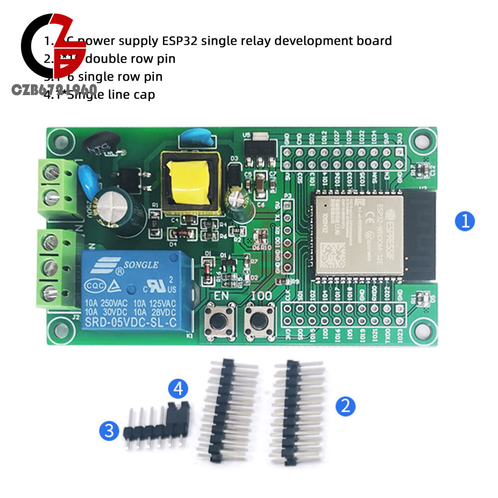 ESP32 Single Relay Development Board with AC Power Supply 90-250V for ESP32-32E-image