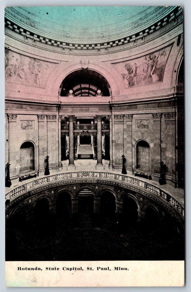 Interior~Rotunda In State Capitol St Paul Minnesota~Vintage Postcard