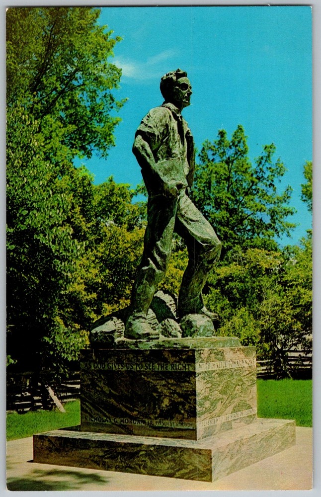 Vtg Postcard Abraham Lincoln Statue New Salem, IL 1950s