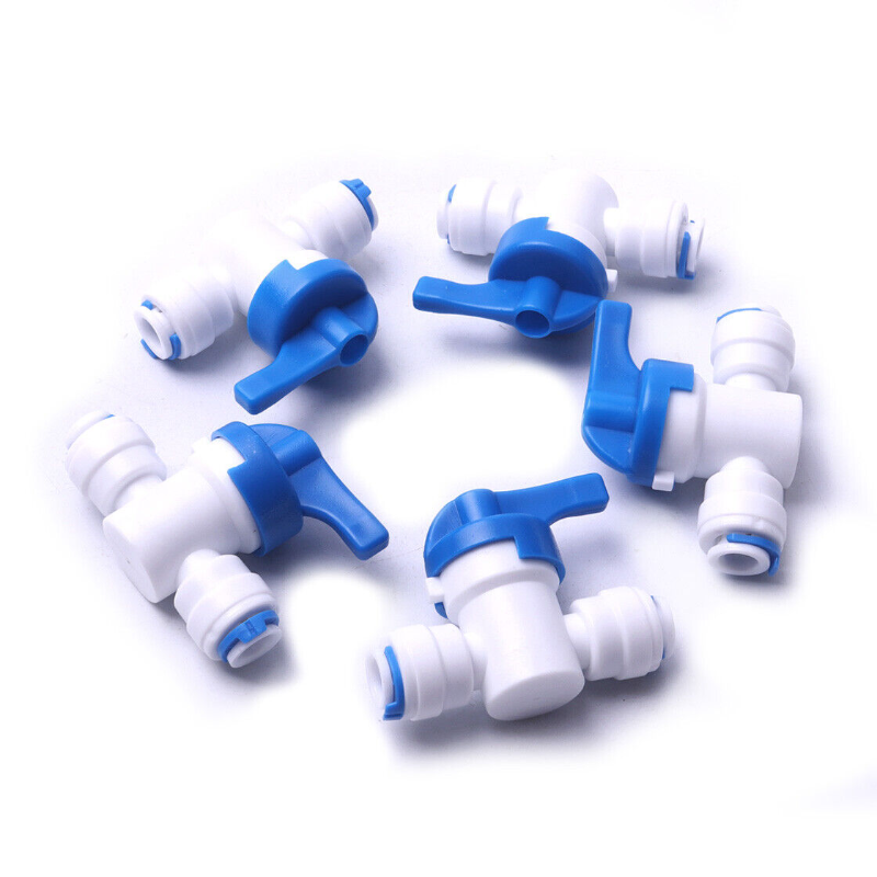 Tube OD Quick Connect Push-In Fit Straight Shut-Off Ball Valve 5 x 1/4
