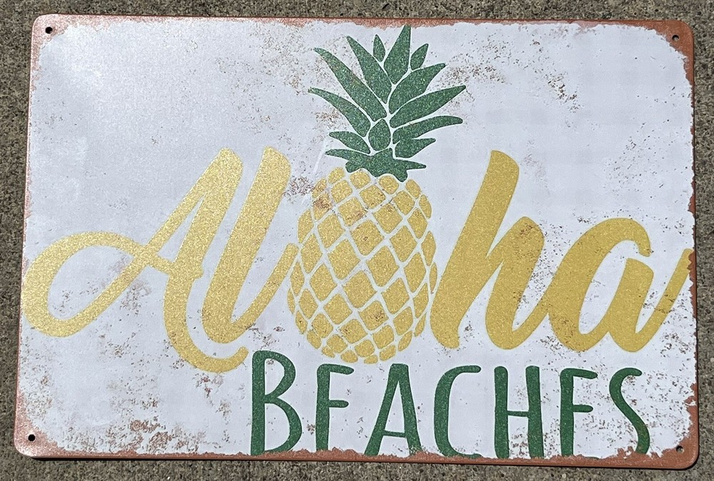 Aloha Beaches ✅ Summer Beach Vacation Metal Sign Wall Art Print Decor 8 x 12 in