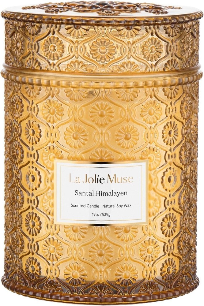 Sandalwood Wood Wick Large Scented Candle for Home Aromatherapy