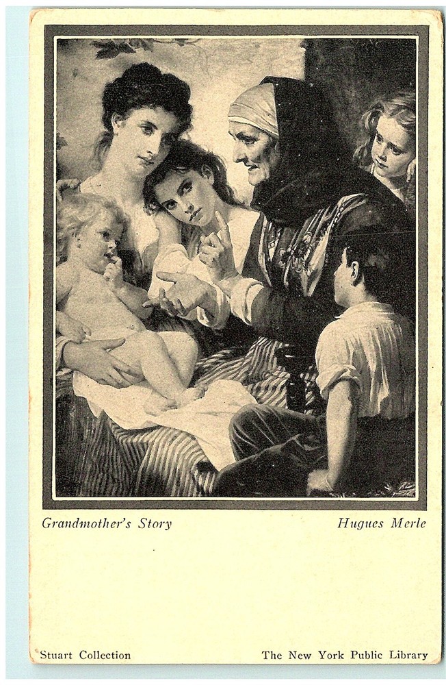 S03-2040, Grandmother's Story, Hugues Merle, * C1930S Postcard