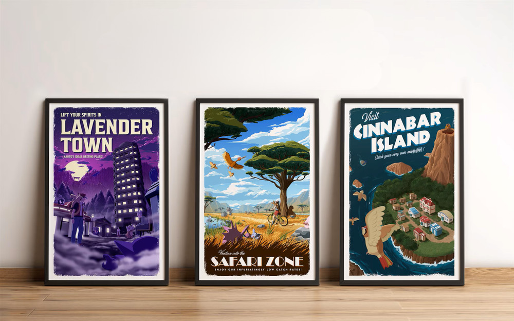 Pokemon Travel Poster Retro Video Game Wall Art Gamer Gift