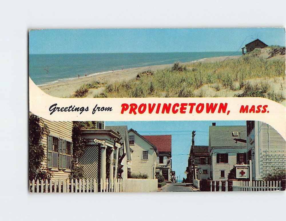 Postcard Provincetown Beach Gosnold Street Looking Towards the Harbor MA