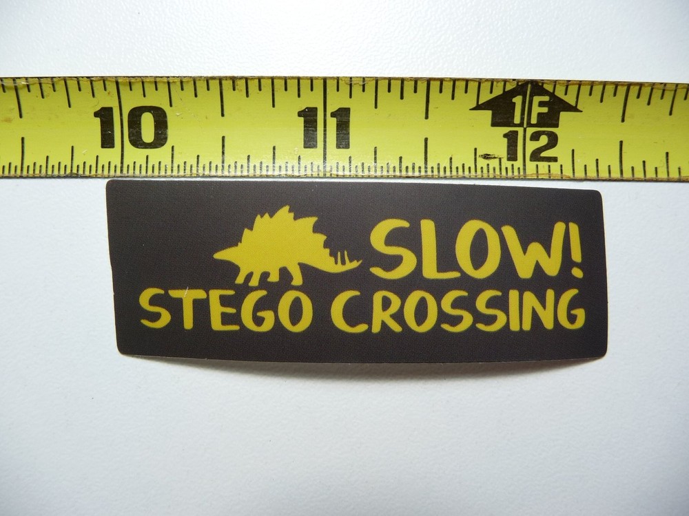 Slow Stego Stegosaurus Dinosaur Crossing Sticker Decal for Wall or Door