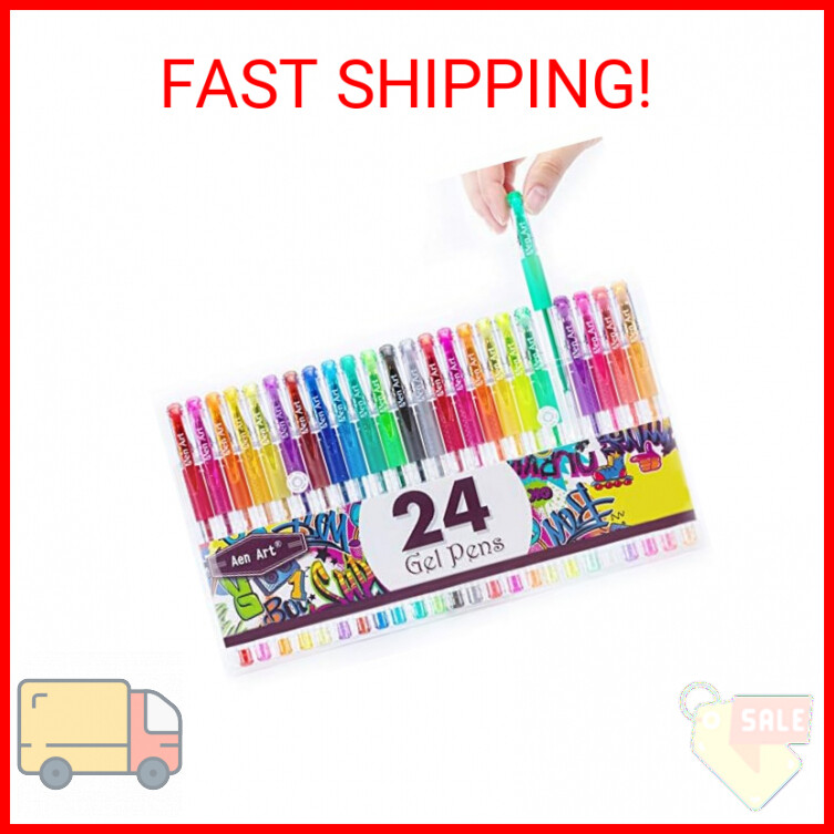 Aen Art Glitter Gel Pens Colored Fine Tip Markers with 40% More Ink for Adult Co