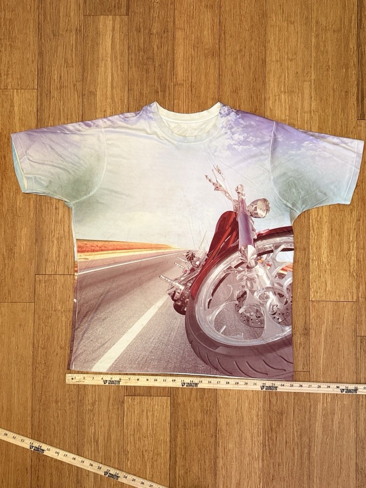 Get A Life Lion T-Shirt All Over Print Motorcycle Graphic Tee Men's XXL/2XL