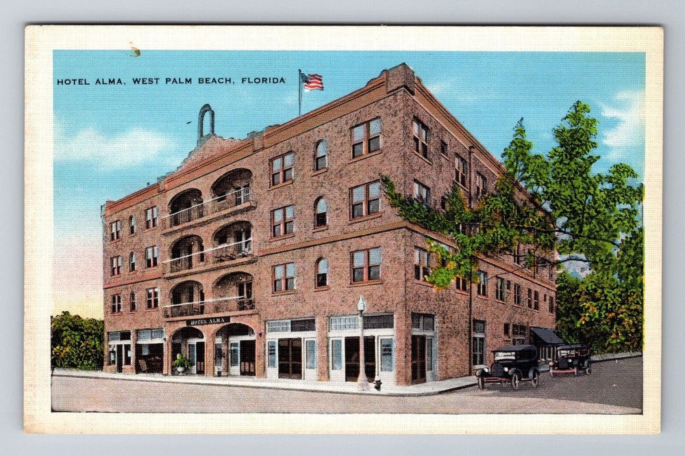 Palm Beach FL-Florida, Alma Hotel, Advertising, Vintage Souvenir Postcard