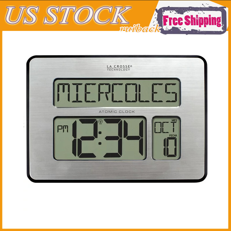 Digital Full Calendar Clock with Large Adjustable Display Auto Reset US