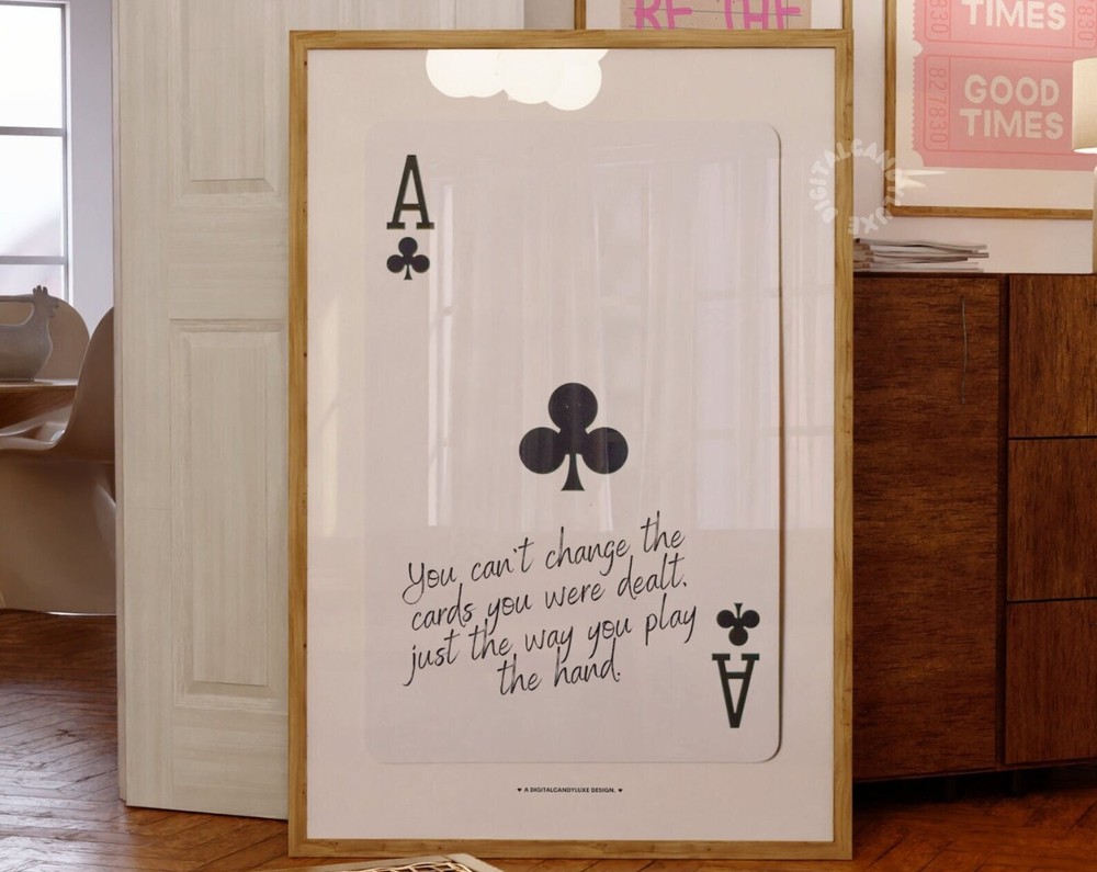 Playing Card Print Trendy Wall Art Prints Retro Bar Cart Decor Preppy Poster