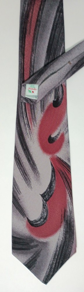 Vtg Gerry Maloofs Black Gray Abstract Palm Springs Ca Men's Tie 1980s Italy-image