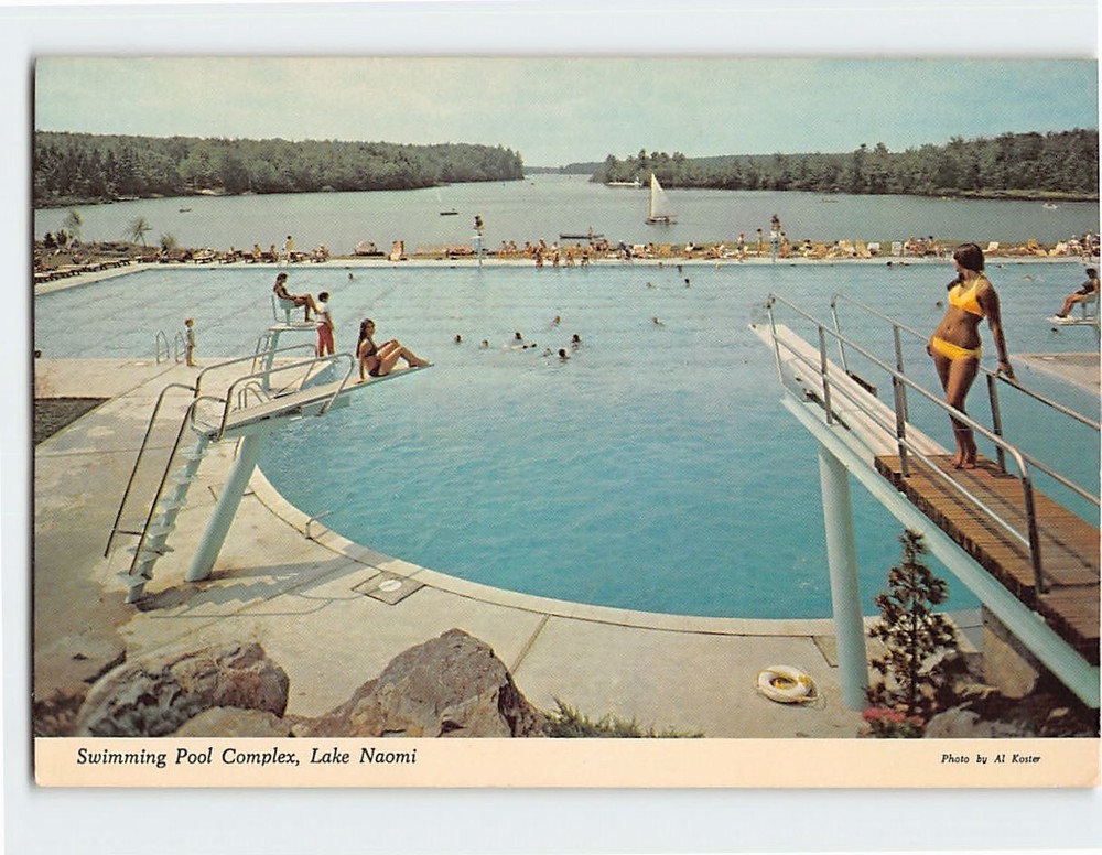 Postcard Swimming Pool Complex Lake Naomi Pocono Pines Pennsylvania USA