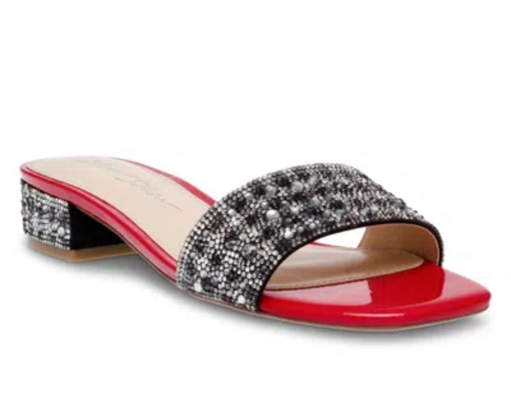 Betsey Johnson Women’s Sunny Slide Sandals Gingham Multi Size 8.5 NEW w/ Box