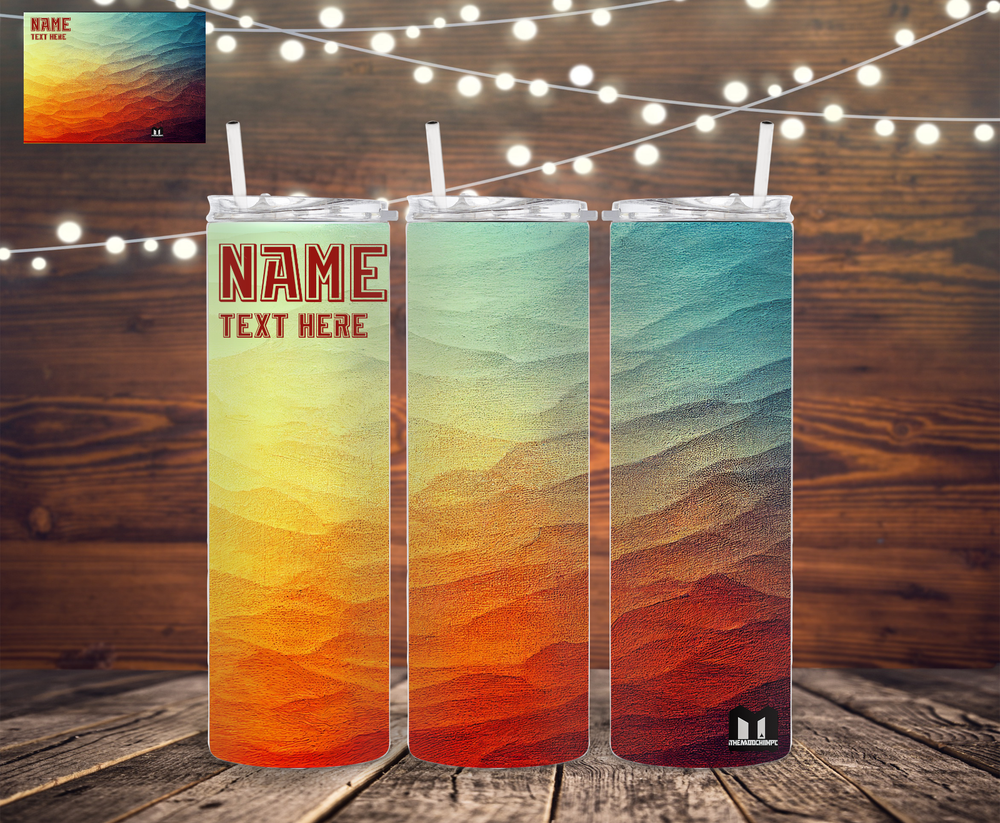 Pastel Ocean 20oz Skinny Tumbler Personalized Name Sublimation with Straw