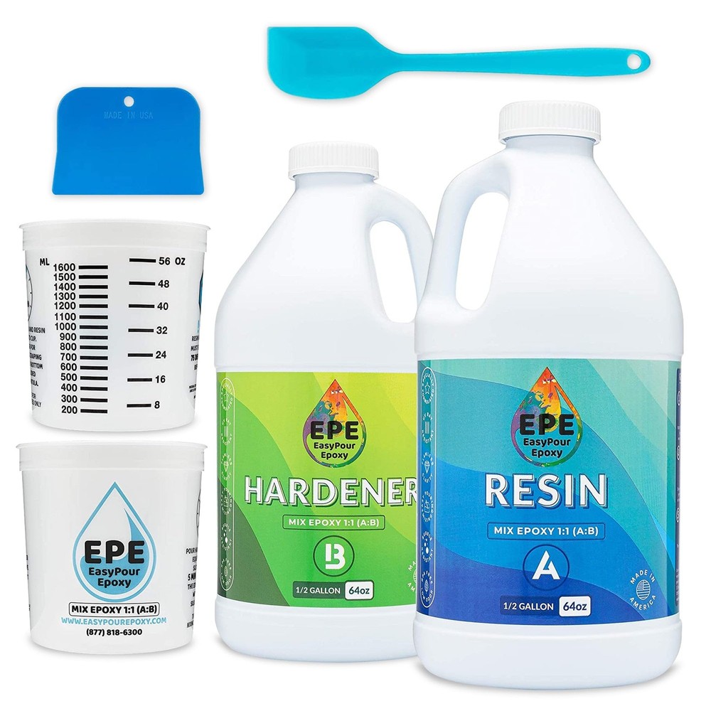 EasyPour 1 Gallon Epoxy Resin Kit 1:1 Ratio High Gloss Crystal Clear Resin
