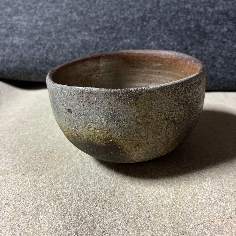 Bizen Ware Tea Bowl Traditional Japanese Pottery Handmade Ink Black