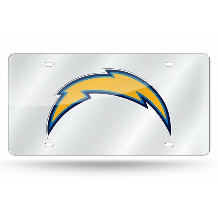 los angeles chargers logo nfl football team silver laser license plate usa made