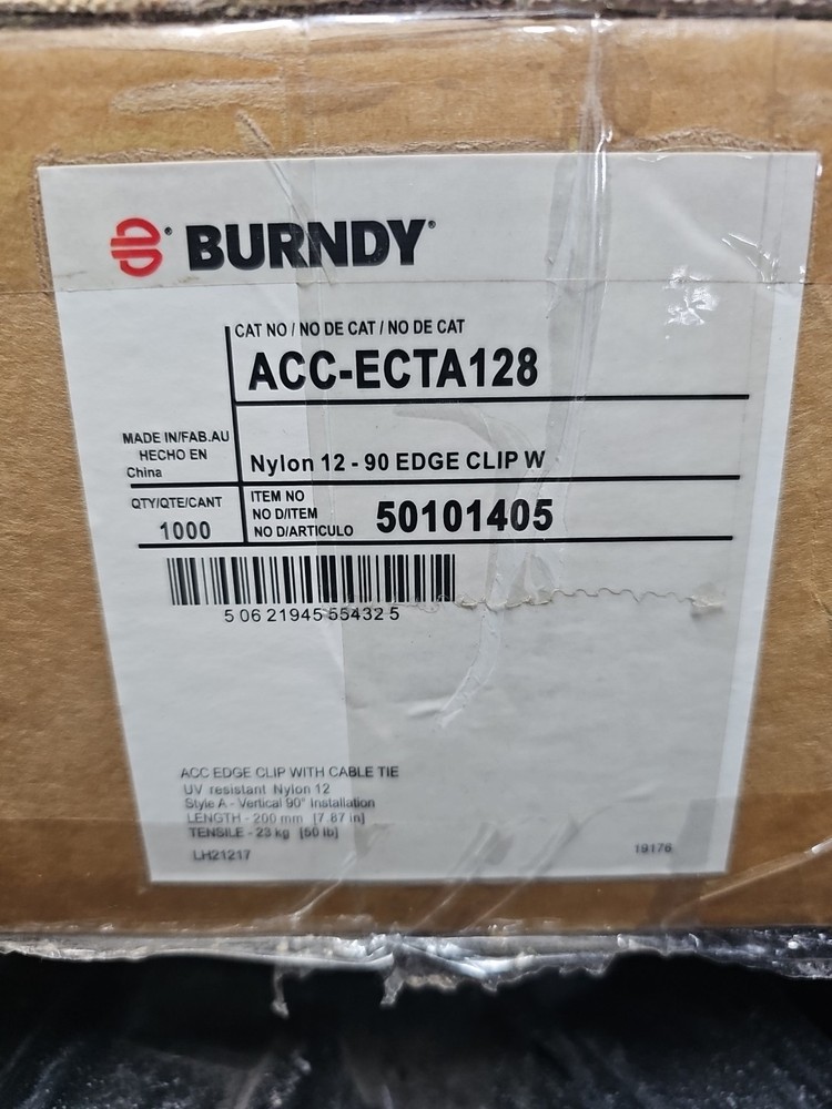 Burndy ACC-ECTA128 Nylon 12 Edge Clip 8in Cable Tie 1000 Pack