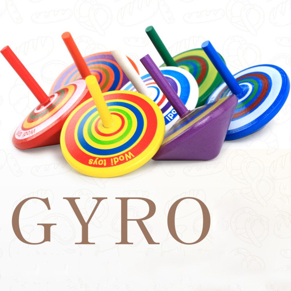 14 Pcs Painted Wooden Tops Funny Peg-top Educational Craft Gift Toys