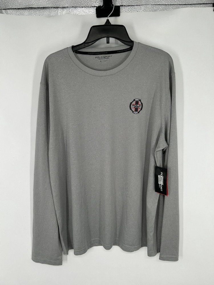 Polo Sport Ralph Lauren T Shirt Graphic Tee Mens XL Grey Long Sleeve Performance