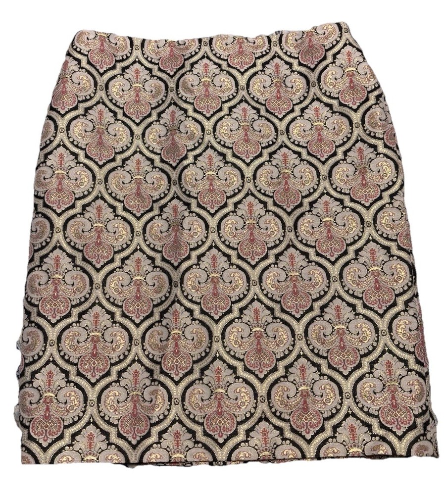 Talbots Size 14 Mid Length Skirt Ornate Weave With Small Slit