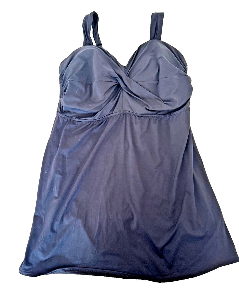Lands End Black Swim Dress Twist Front Size 18DDD - Dress Only