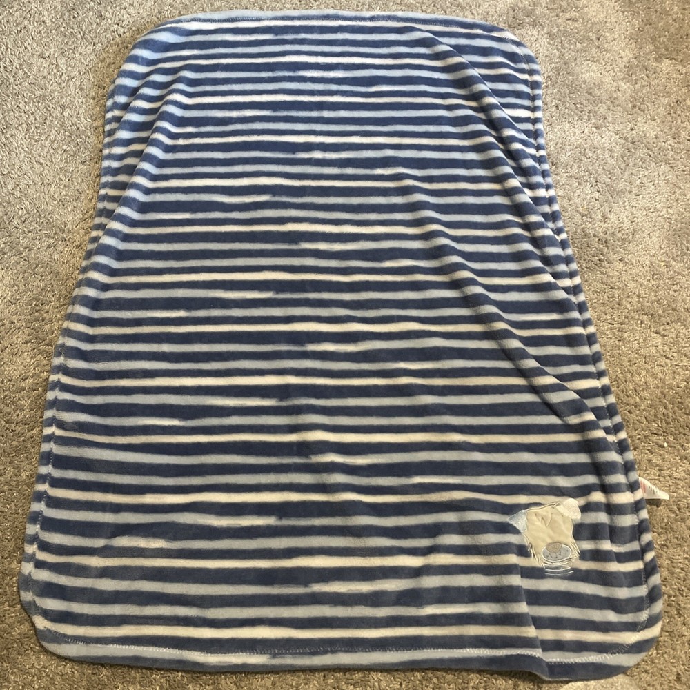 Primark Baby Blue Stripped Blanket. 36in X 27in