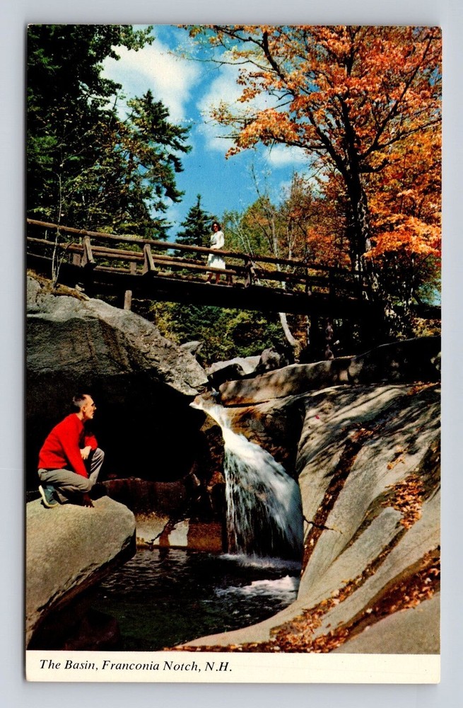 Franconia Notch NH-New Hampshire, the Basin, Antique Vintage Souvenir Postcard
