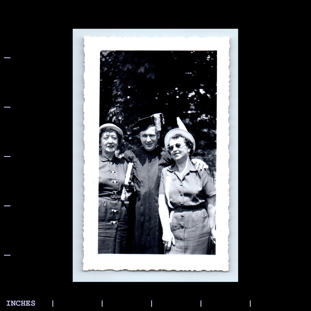 Vintage Photo MAN GRADUATION CAP AND GOWN WOMEN AFFECTIONATE