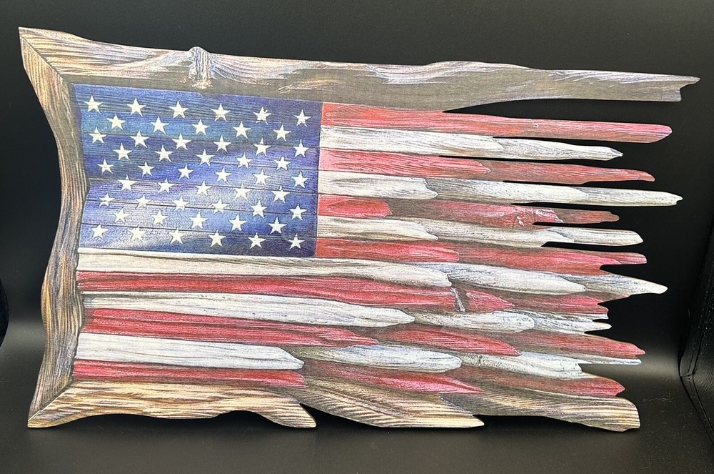 Wooden American Flag Patriotic Wall Art Decor
