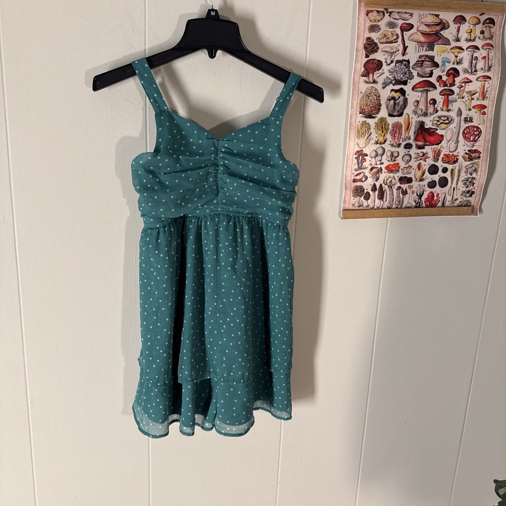 Abercrombie & Fitch kids green polkadot sleeveless romper shorts 13/14 girls