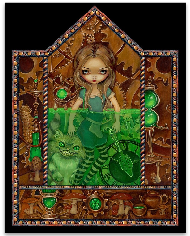 Alice in Absinthe Dark Fantasy Art Print Unframed Gothic Decor Gift 11x14  -image