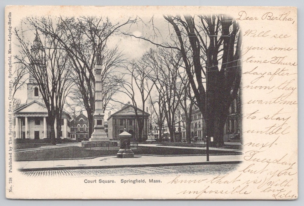 1905 Court Square Springfield Mass Postcard - Leipzig-Berlin Publisher