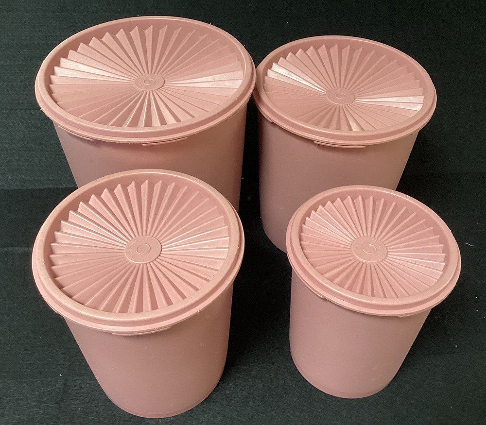 Vintage Tupperware 4-Piece CANISTER SET Mauve 805, 807, 809, 811