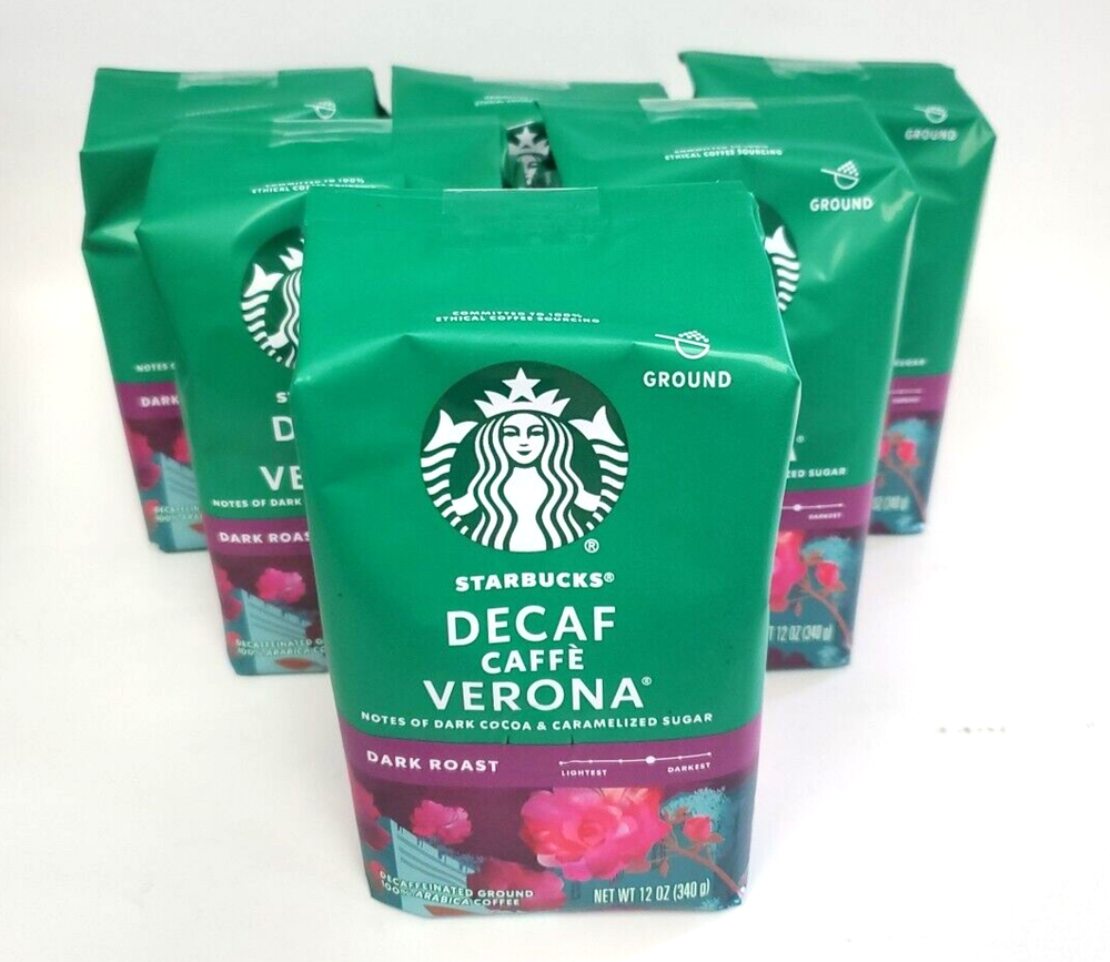 Starbucks Decaf Caffe Verona Dark Roast Ground Coffee 12 oz  PK OF 6 BB 09/24