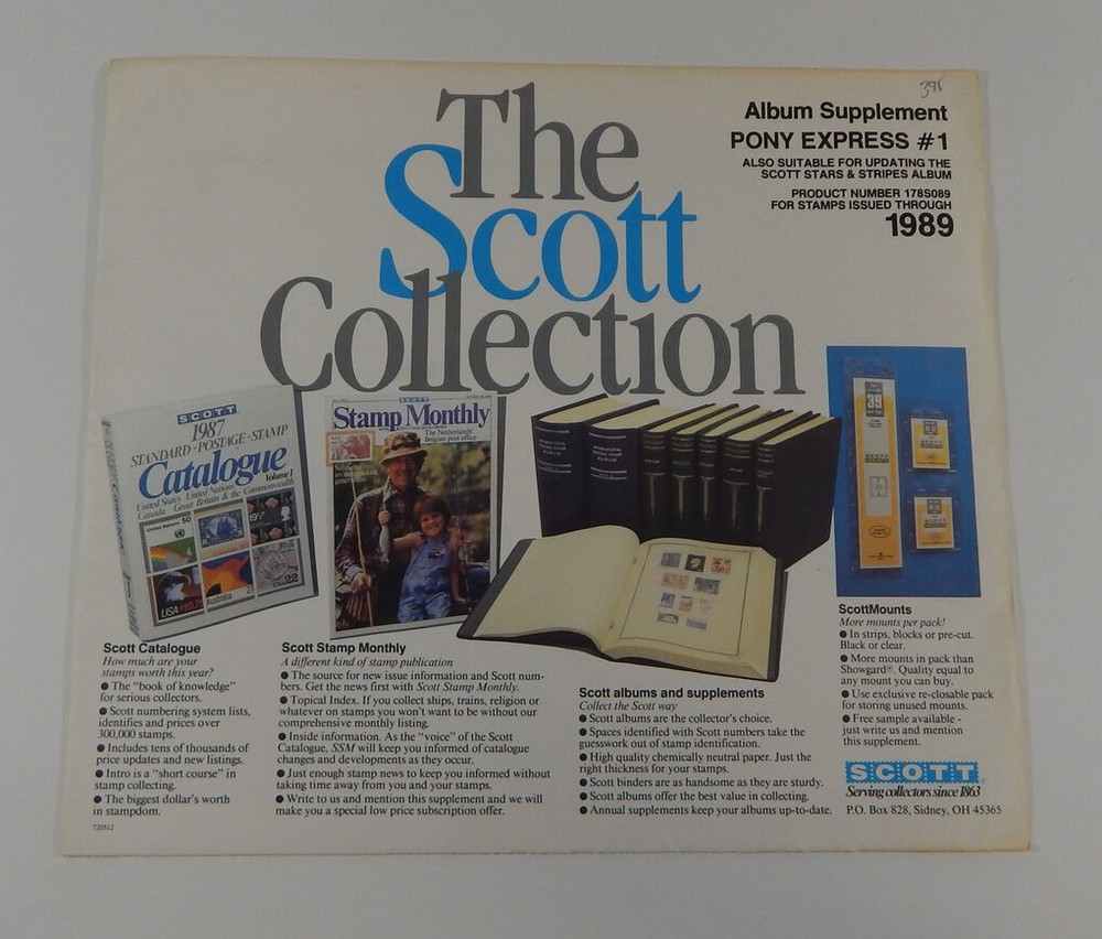The Scott Collection Pony Express #1 1989 Supplement Stamp Album Pages