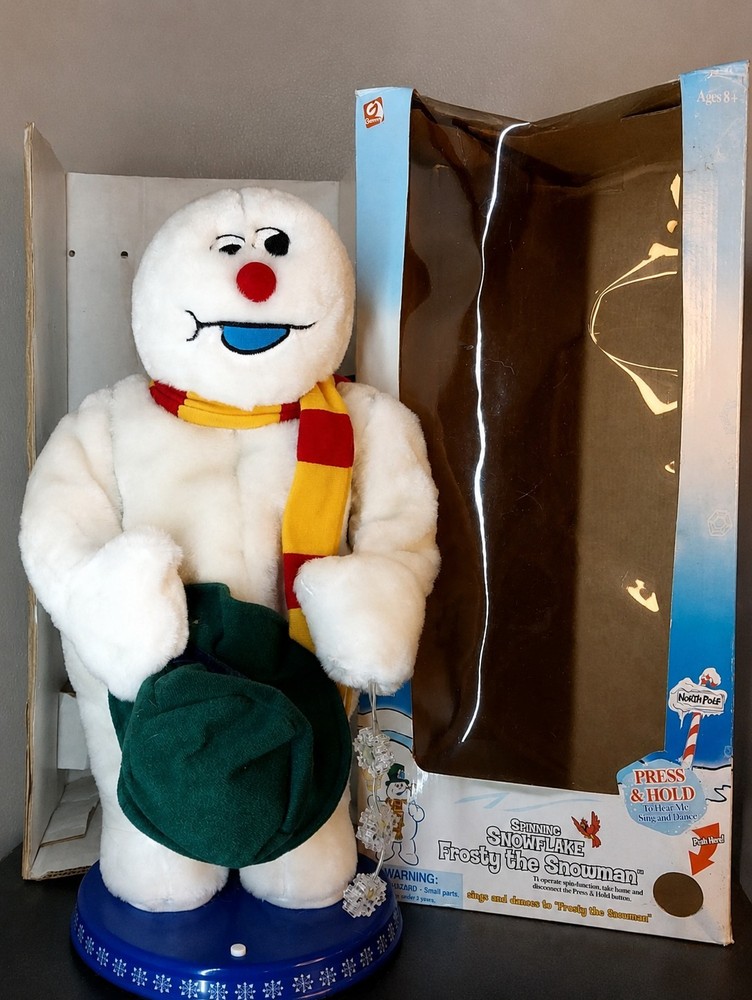 Vintage Gemmy  Dsncing and Singing Frosty The Snowman Animated With Box🟢WORKS🟢