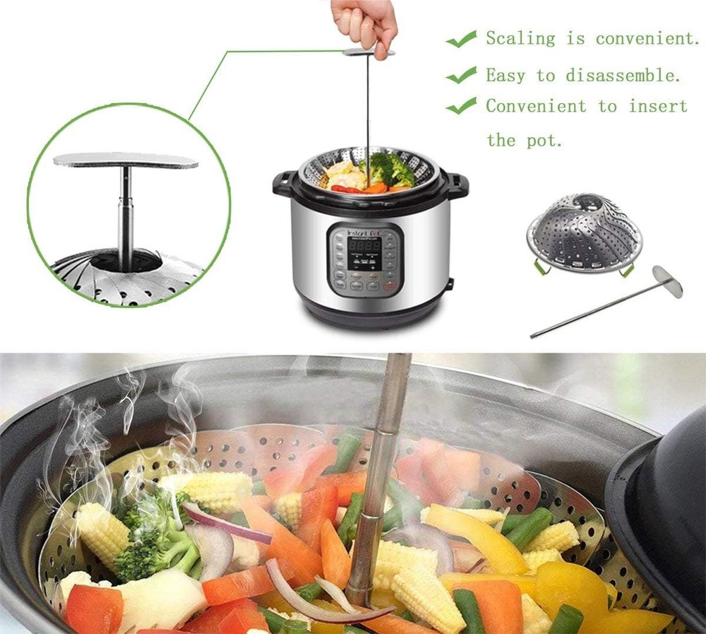Steer Basket, Veggie Steer Basket for Cooking Stainl Steel Folding