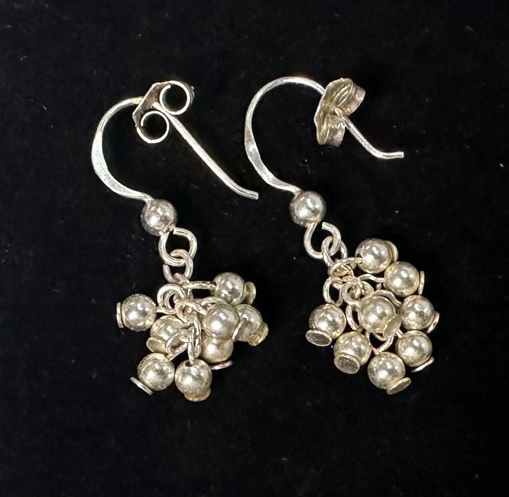 Vintage Beaded Dangle Earrings MARKED 925 Sterling Silver Jewelry Lot I