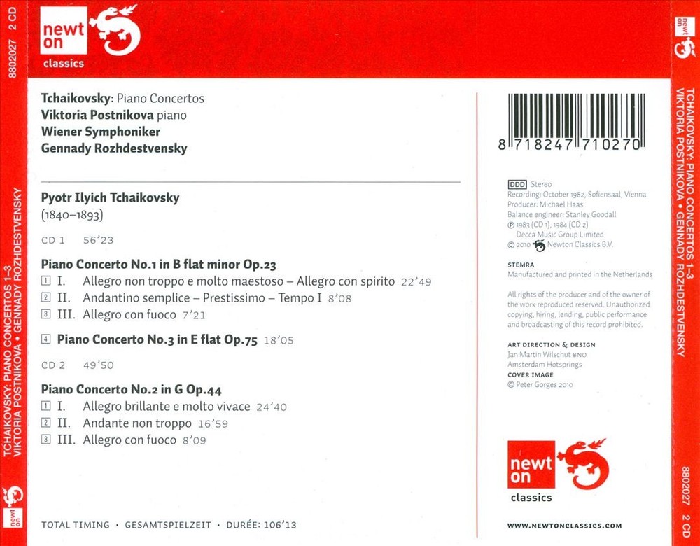 Tchaikovsky Complete Piano Concertos 2-Disc Super Audio CD Newton Classics 2010