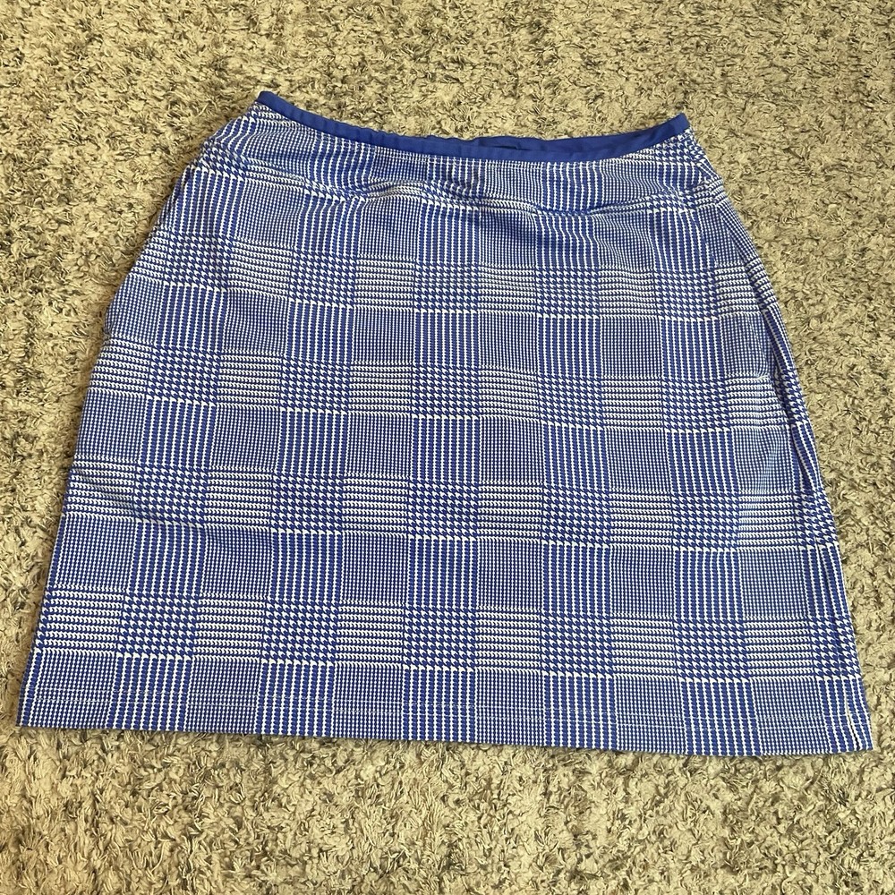 POLO GOLF RALPH LAUREN Women’s xs BLUE PLAID Athletic STRETCH SKORT WHITE PONY