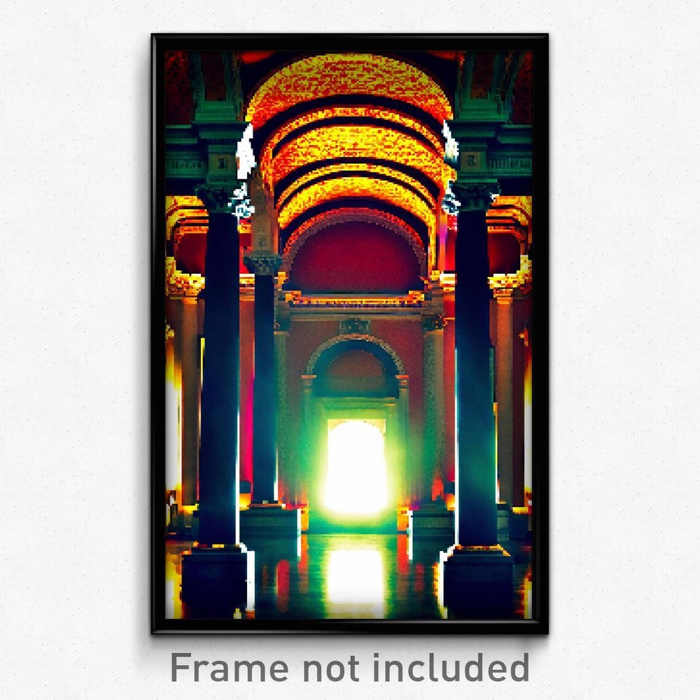 8 Bit Pixel Art Poster - Terrific Hermitage Psychedelic Video Game Print