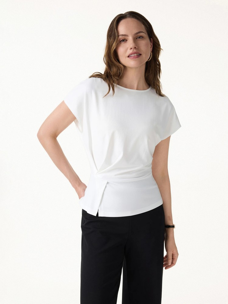 OGL Cooling Ponte Relaxed Round Neck Tucked Top Minimal Style