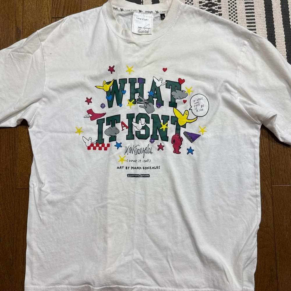 Mark Gonzales Graphic Print White T-Shirt Size L
