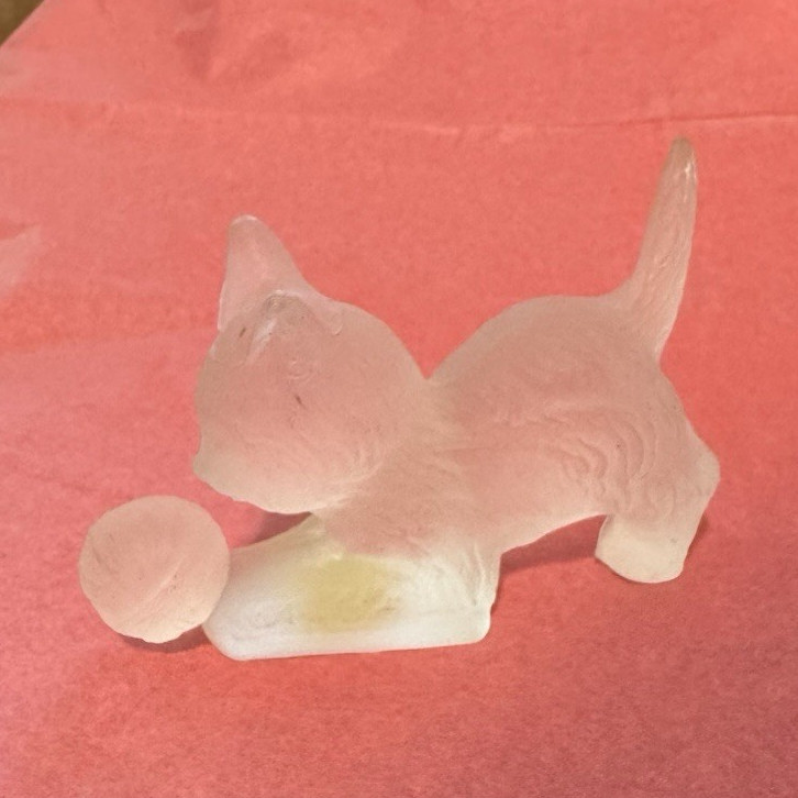 Vintage Murano Frosted Glass Cat Figurine by Cesare Toso Italy 3in x 2in