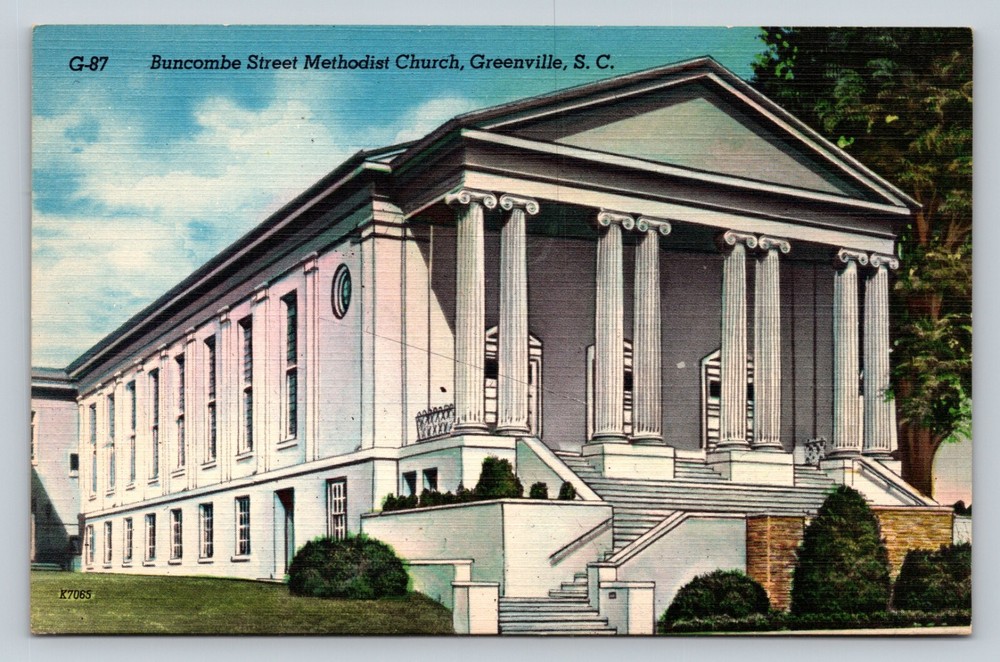 Buncombe Street Methodist Church Greenville South Carolina SC VINTAGE Postcard