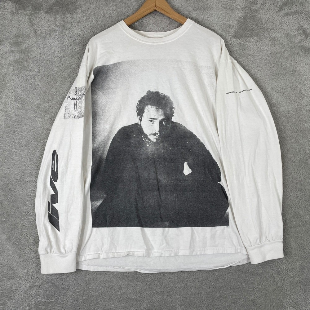 Post Malone Runaway Tour 2019 Long Sleeve Shirt Mens XL White Graphic Rap Tee