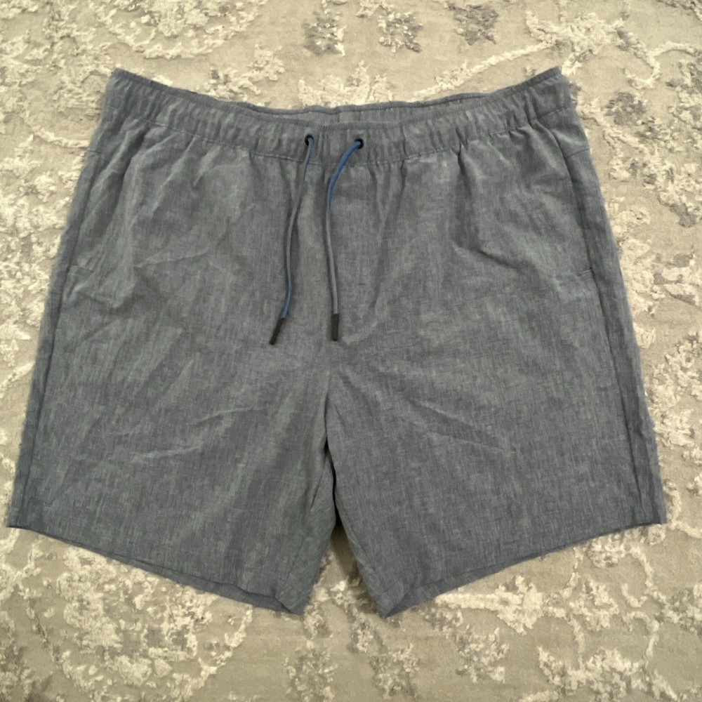Eddie Bauer pull-on shorts sweatshorts mens XXL blue zip pockets UPF 50+
