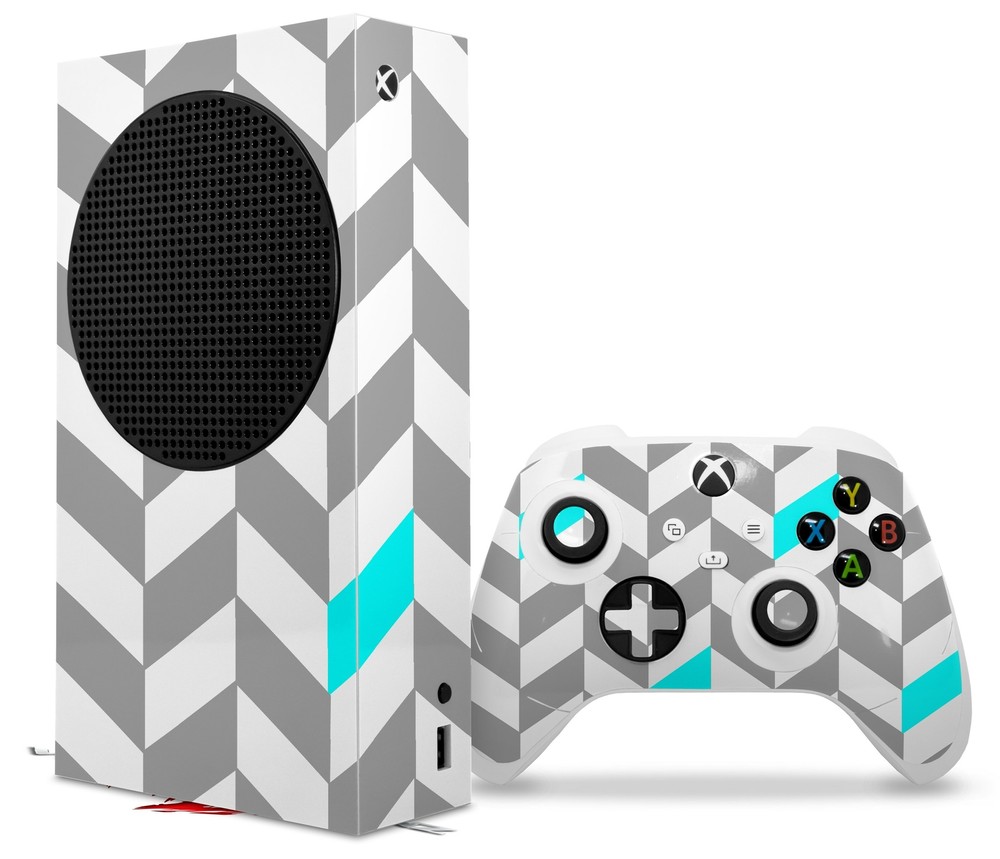 Skins XBOX Series S Console Controller Chevrons Gray And Aqua